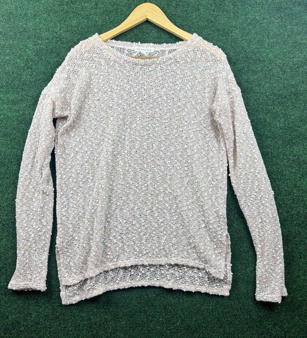 Aéropostale Women’s Metallic Knit Crew Neck Pullover Sweater